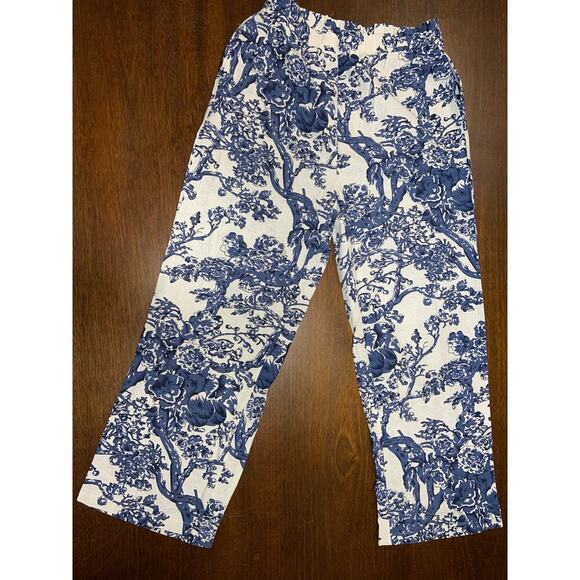 None and/or Unknown Pants - Cotton Linen Blend floral Fairy Art to Wear Pants Women Medium Beach Trip Resort